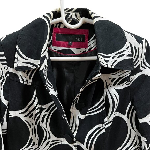 next UK Black & White Abstract Circle Print Trench Coat - Picture 2 of 9